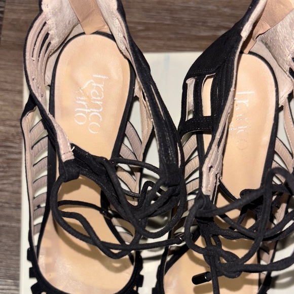 Franco Sarto Black and Tan Strappy Sandals - Picture 4 of 15